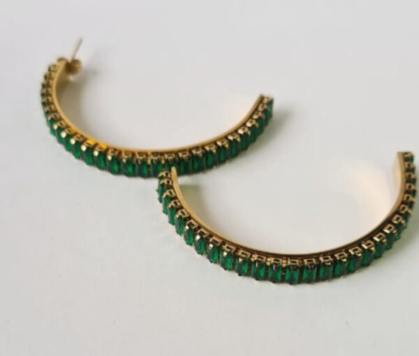 Large Emerald Hoops - Image 2